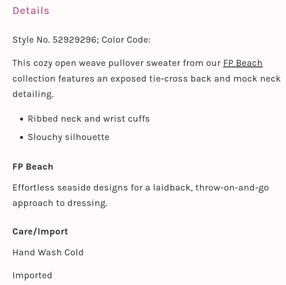 NWT Free People FP Beach Baja Sur Pullover Knit Wrap Tan Sweater Size Medium - Picture 5 of 5